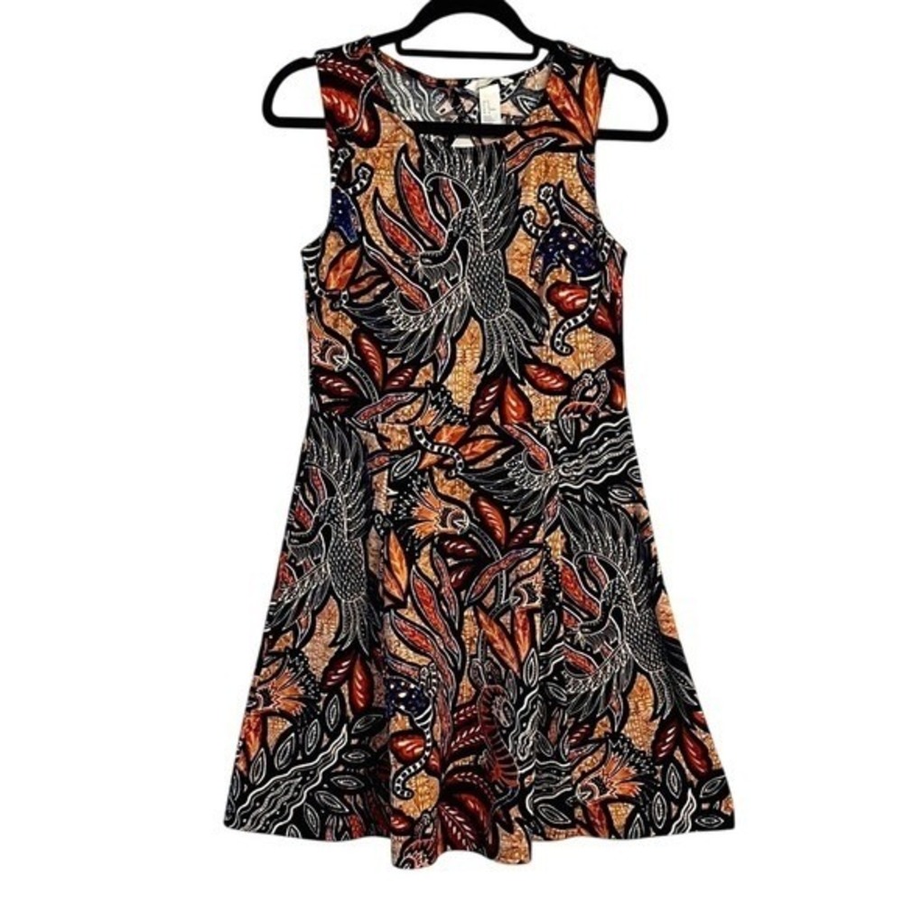 H&M Western Print Sleeveless A-Line Sundress with Stretch and Cut‎ Out Back